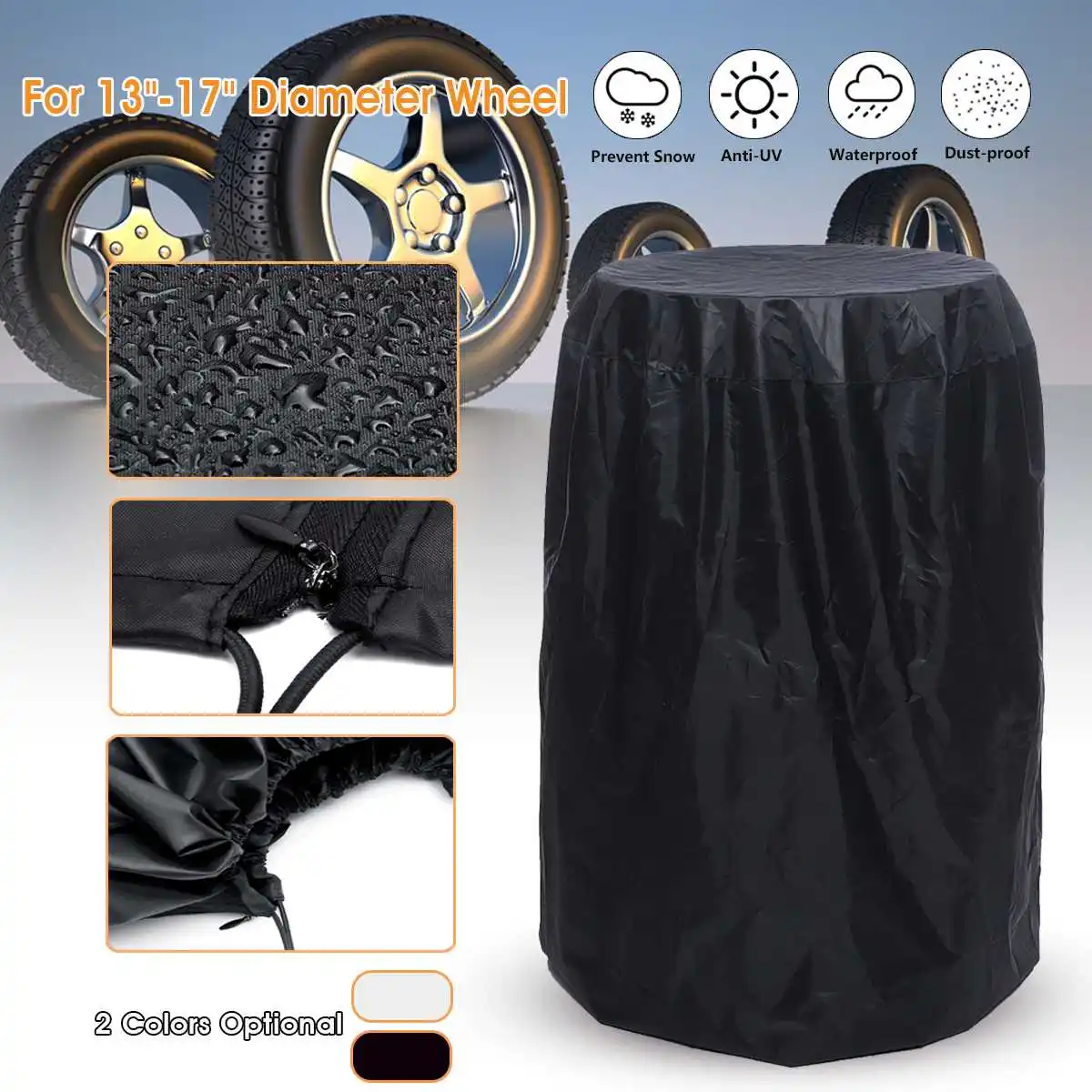 

13-17" Diameter Car Tire Cover Spare Wheel Covers Protection with Storage Bag for RV Trailer Truck Waterproof