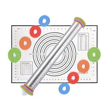 17 дюймов Кухонные весы из нержавеющей стали Роллинг штифт+ тестомес коврик антипригарные тестораскатки измерительные помады/корочка пирога набор инструментов