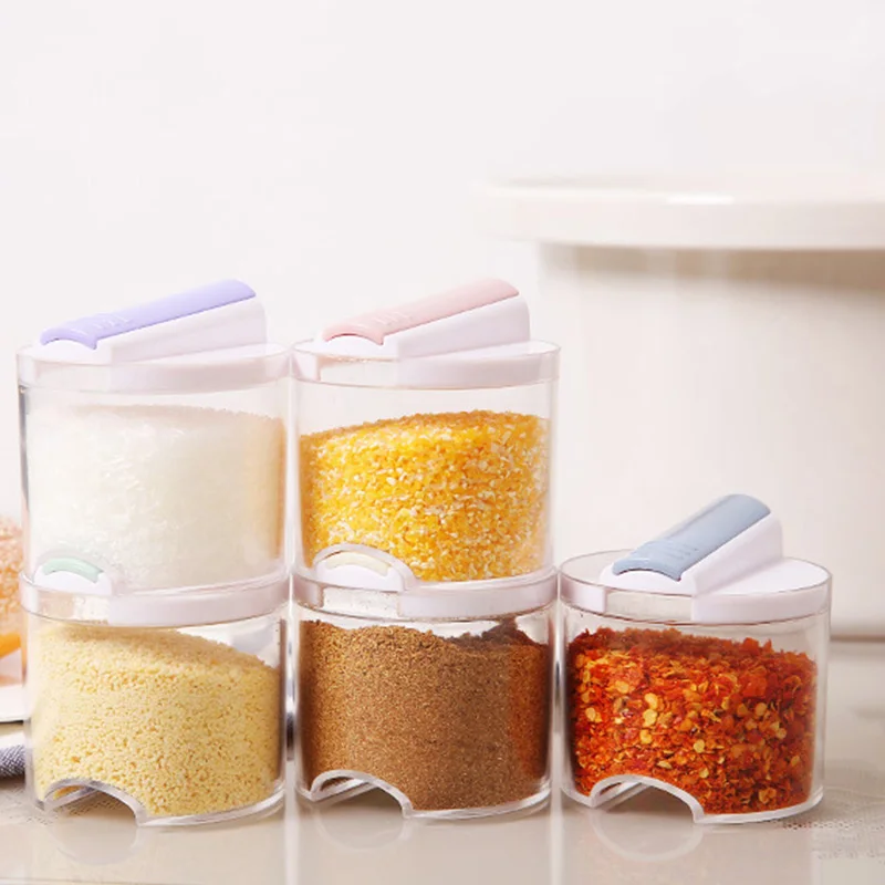 

5PCS Kitchen Salt Box Spices Storage Holder Seasoning Container Jars Case