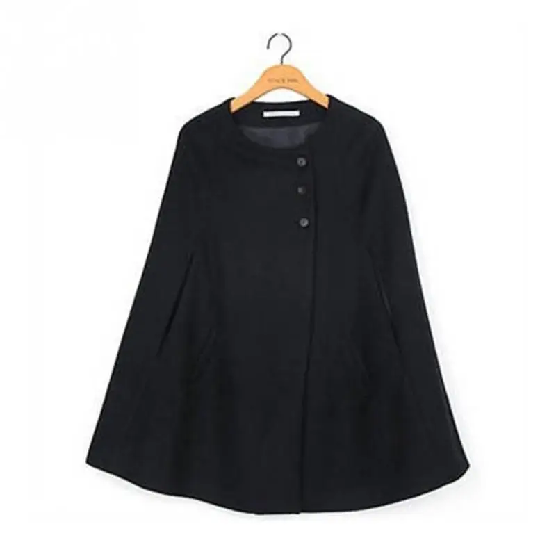 

New Fashion Autumn Winter Women Coat Jacket Batwing Female Poncho Woolen Thick and Warm Cape Overcoat Cloak poncho coat