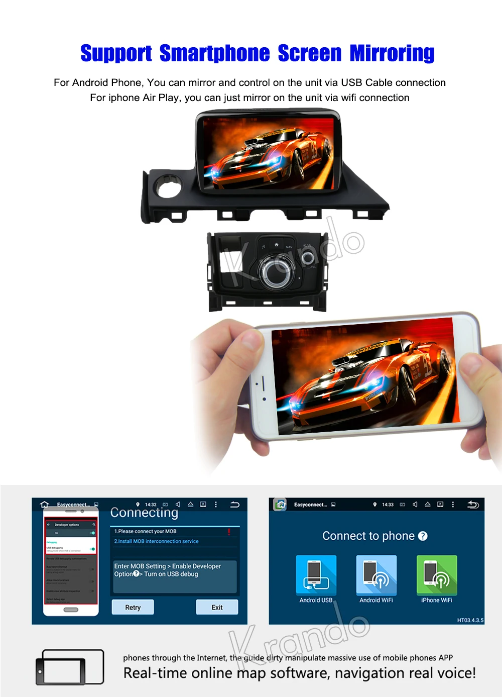 Excellent Krando Android 8.1 9" IPS Full touch big screen car multimedia player for MAZDA 6 ATENZA GPS navigation system radio wifi BT 5