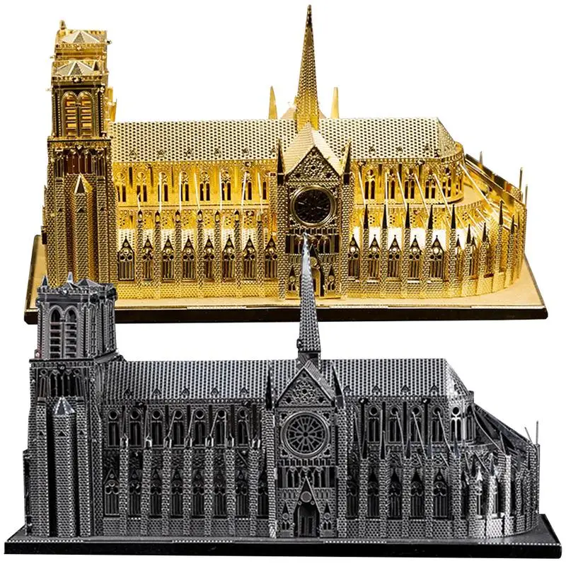 

Notre Dame 3D Metal Assembled Model Building Model Notre Dame De Paris Cathedral DIY Puzzle Assembly Toys Home Decor P40
