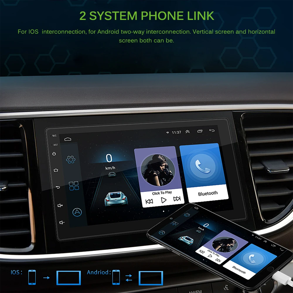 

Android 8.1 7 Inch MP3 Car Player GPS Reversing touch autoradio WIFI Player 1024*600 HD Car Player for driving listening music