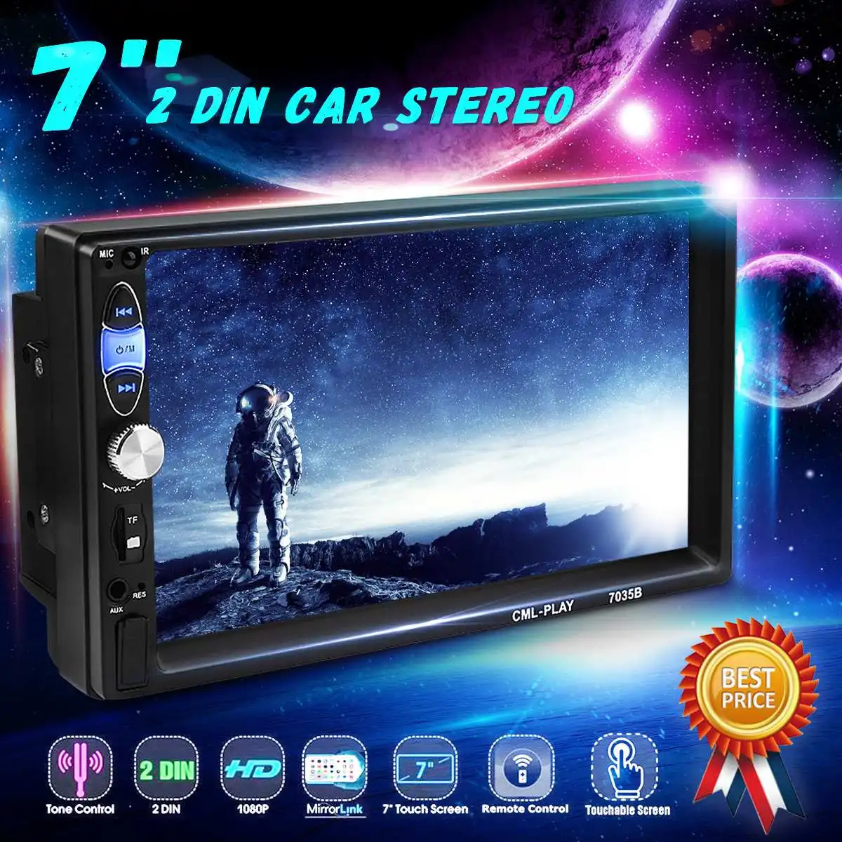 

Universal 2Din 7 inch MP5 Player Radio Stereo bluetooth Steering Wheel Control with Reverse Camera Mirror Link Stereo receiver