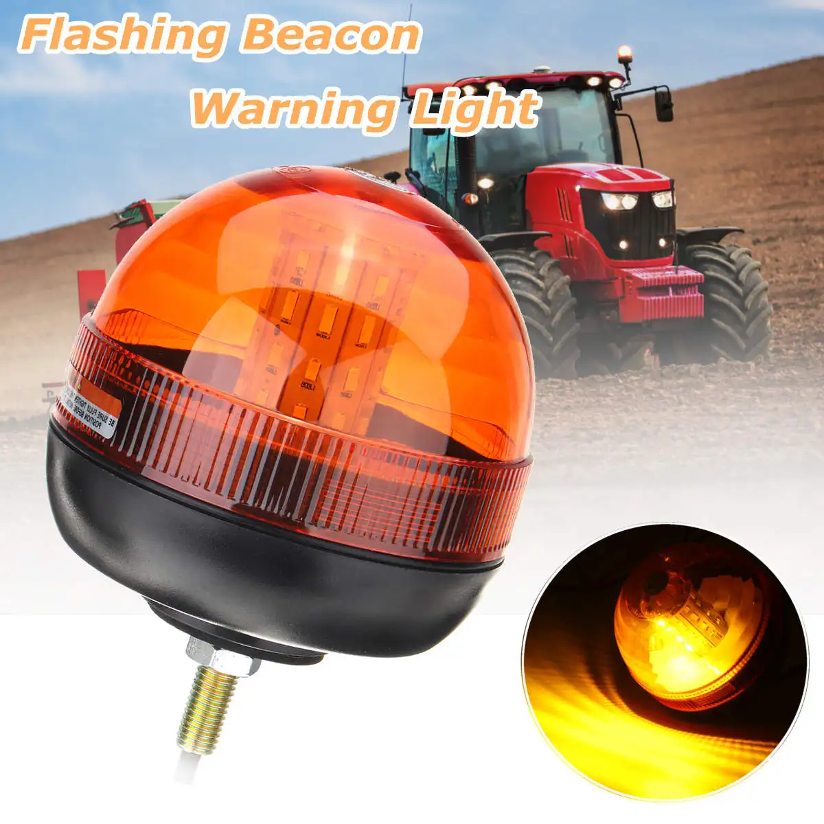 

1pcs 40-LED Roof Rotating Flash Amber Beacon Strobe Tractor Warning Light Lamp