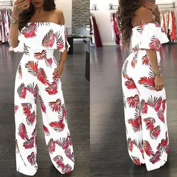 

2019 Strapless Printing Lotus Leaf Edge Jumpsuit Women New Pattern