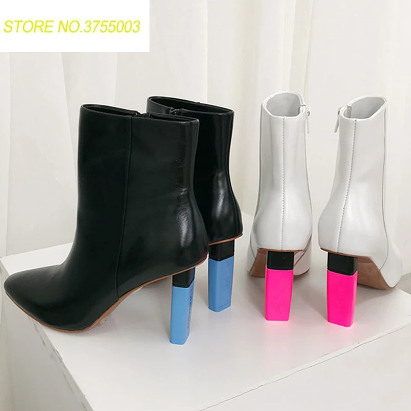 

New designer Ankle Boots for Women Lighter Inspired High Heels genuine leather short botines mujer short boots tenis feminino