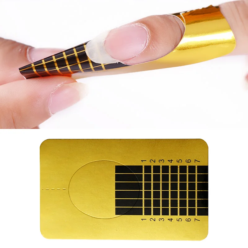 10 шт золотые профессиональные формы для дизайна ногтей для замачивания от УФ-геля Быстрое расширение DIY Дизайн Аксессуары для маникюра формы