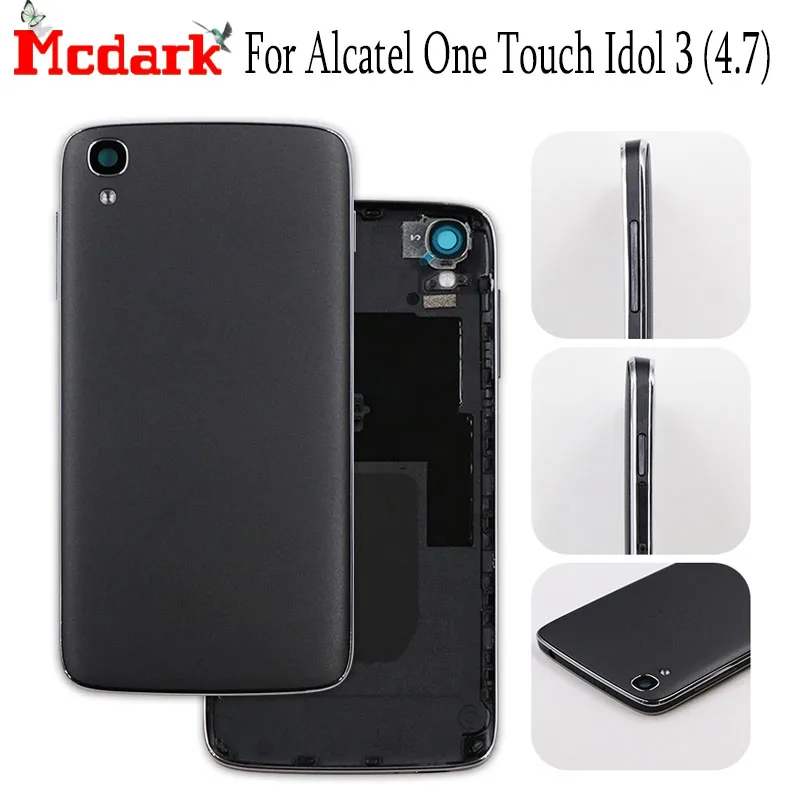

Mcdark New Battery Case Cover For Alcatel One Touch Idol 3 (4.7) 6039H 6039S Replacement Back Cover with Button Glass Rear Door