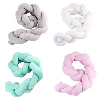 

100/200/250CM Length Nodic Knot Newborn Bumper Long Knotted Braid Pillow Protector Pacification Toy Pure Color Weaving Knot