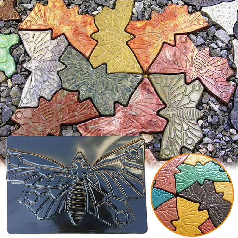 

KiWarm 2Pcs 41x28x4cm Butterfly Stepping Stone Mold Concrete Cement Mould For Park Garden Path Hone Garden Park Decoration