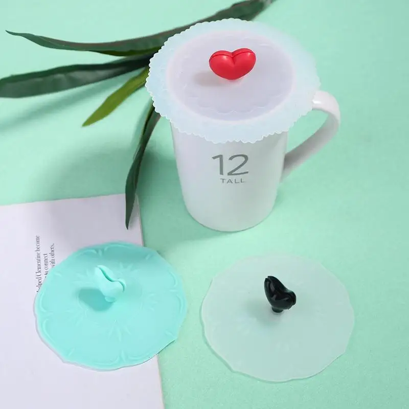 

Love Heart Silicone Cup Cover Anti-Dust Leakproof Sealed Tea Coffee Cup Lids Cover Drinking Accessories