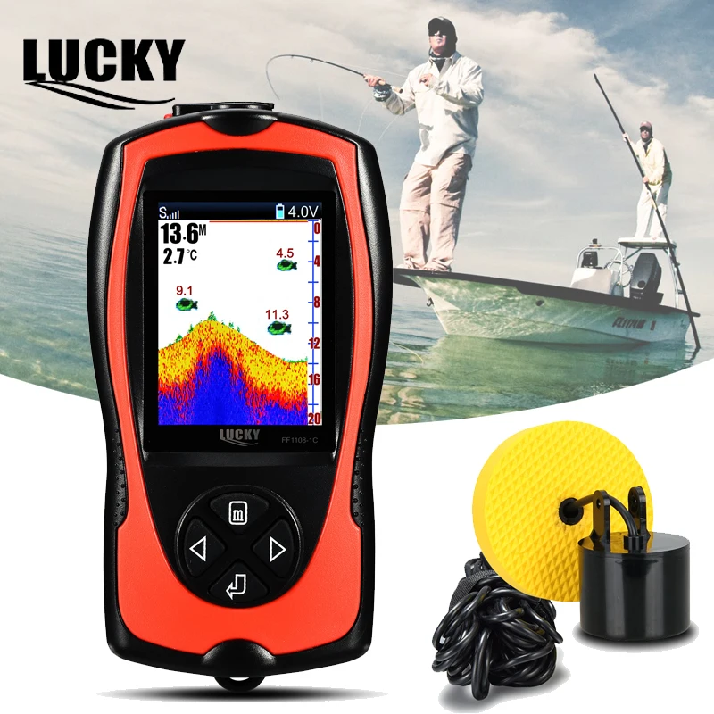 

LUCKY FF1108-1CT Portable Wired Fish Finder 100M/300FT Depth Fish Alarm LCD Screen Fish Detector De Pesca for Ice Fishing