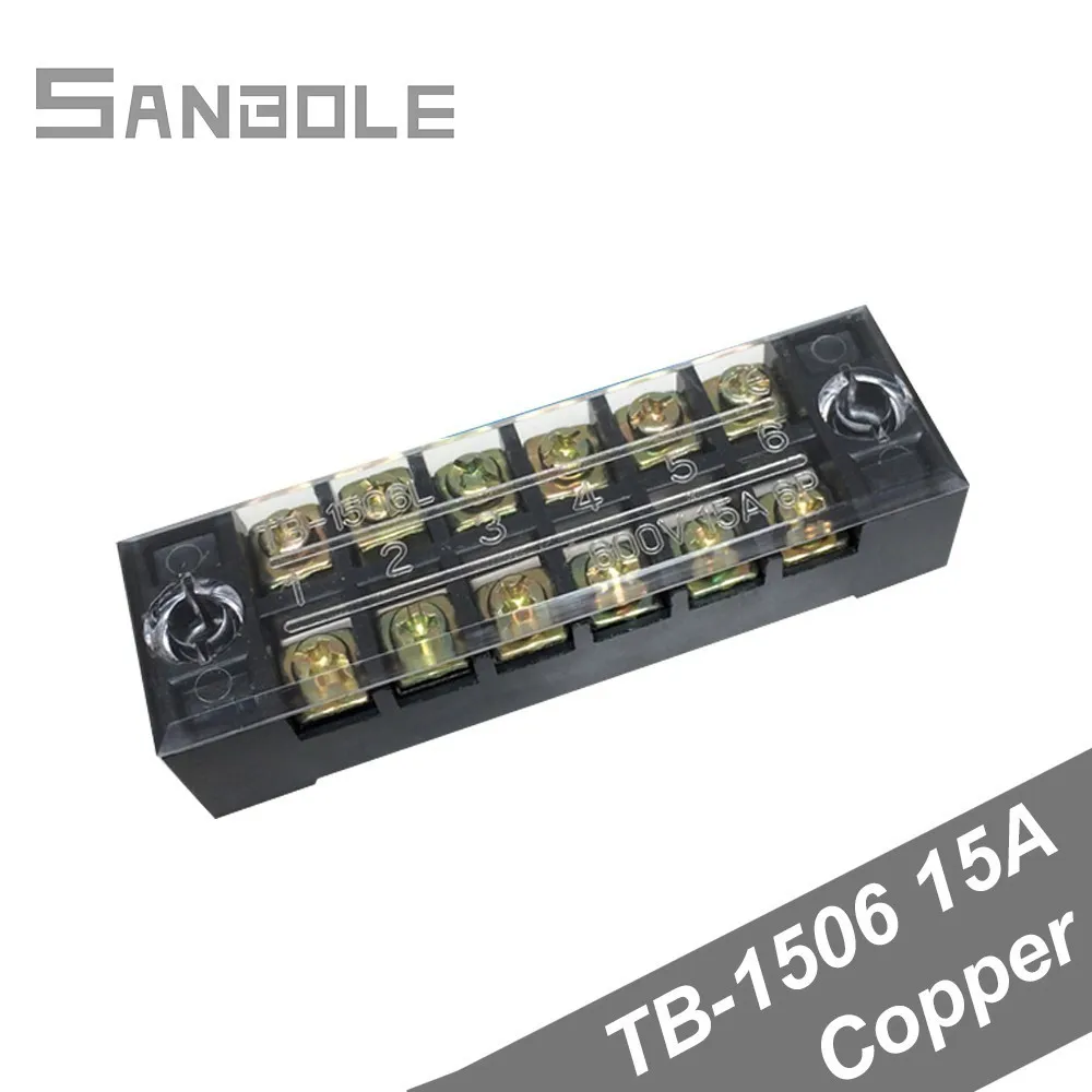 

Terminal Block TBC-1506/TB-1506 Fixed Type with cover screws 15A 600V 6 Position 0.5-1.5mm2 Connection Copper (10PCS)