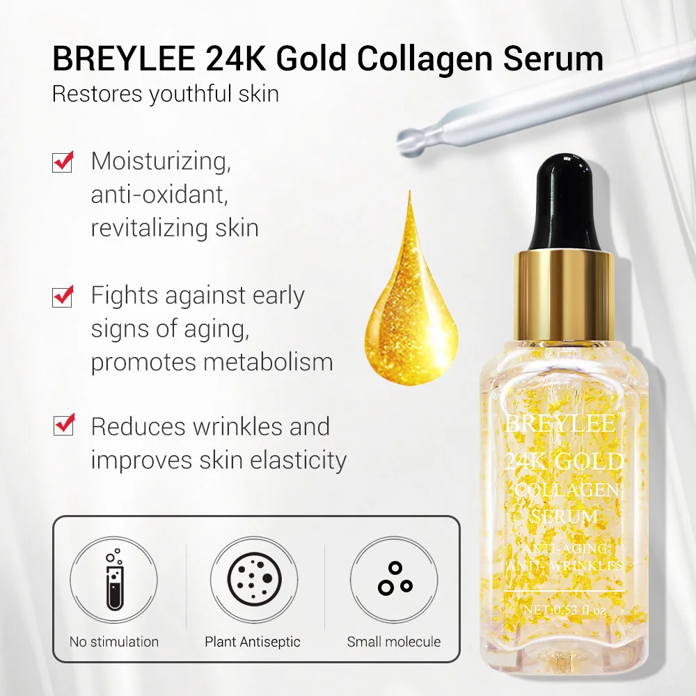Breylee 24k Gold Serum Collagen Essence Anti-aging Remove Wrinkles Face Skin Care Lifting Firming Whitening Repairing Serum 15ml Breylee 24k Gold Serum Collagen Essence Anti-aging Remove Wrinkles Face Skin Care Lifting Firming Whitening Repairing Serum 15ml