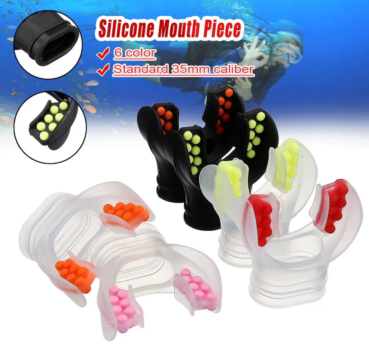 

Diving Scuba Snorkel Mouthpiece Silicone Diving Equipment Underwater Breathing Mouth Piece Regulator Replacement