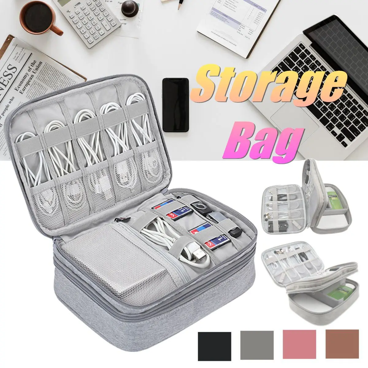 

23x16x8.5cm Digital Storage Bag Multi-function Camping USB Charger Storage Case Organizer Bag Cable Winder