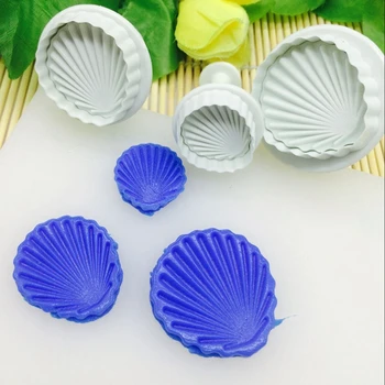 

Shell Shape Spring Cookie Tools Plastic Plunger Cutters Biscuit Paste Sugar Press Molds Cake Decorating Tool 3PCS/ set