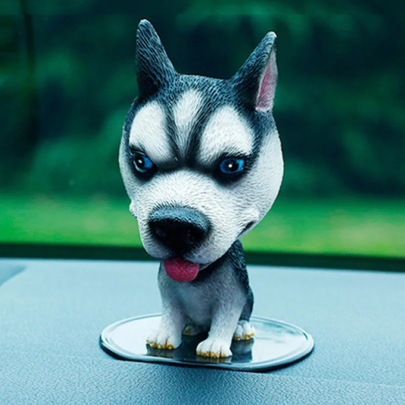 

Mini Car Nodding Dog Husky Funny Shaking Shake Head Toys Cute Puppy Dolls Swing Car Dashboard Ornaments Auto Interior Decal