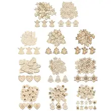 

50pcs Wood Christmas Decorations DIY Xmas Tree Hanging Ornaments Pendant Gifts Tree Snow Home Wedding Decor Table DIY Decoration