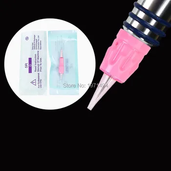

New Featured 100 pcs pink Semi permanent makeup tattoo Eyebrow micro needles machine dedicated Full throw spiral tattoo needle