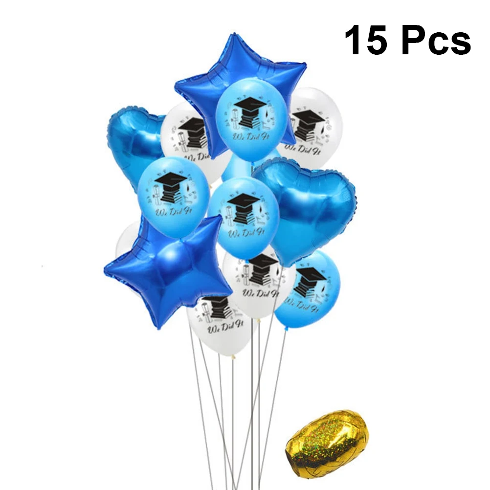 

15pcs/Pack Creative Graduation Latex Balloons Set Foil Balloon Star Shaped Balloons For Graduation Ceremony Party Decor