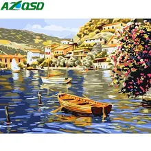 Картина azqsd по номерам, Картина на холсте, сделай сам, масляная краска, для морского строительства, пейзажа, ручная краска, ed, современная, K099