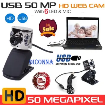 

PC USB 2.0 50.0M 6LED PC Camera HD Webcam Camera Web Cam with MIC for PC Laptop Action Video Cameras Accessories