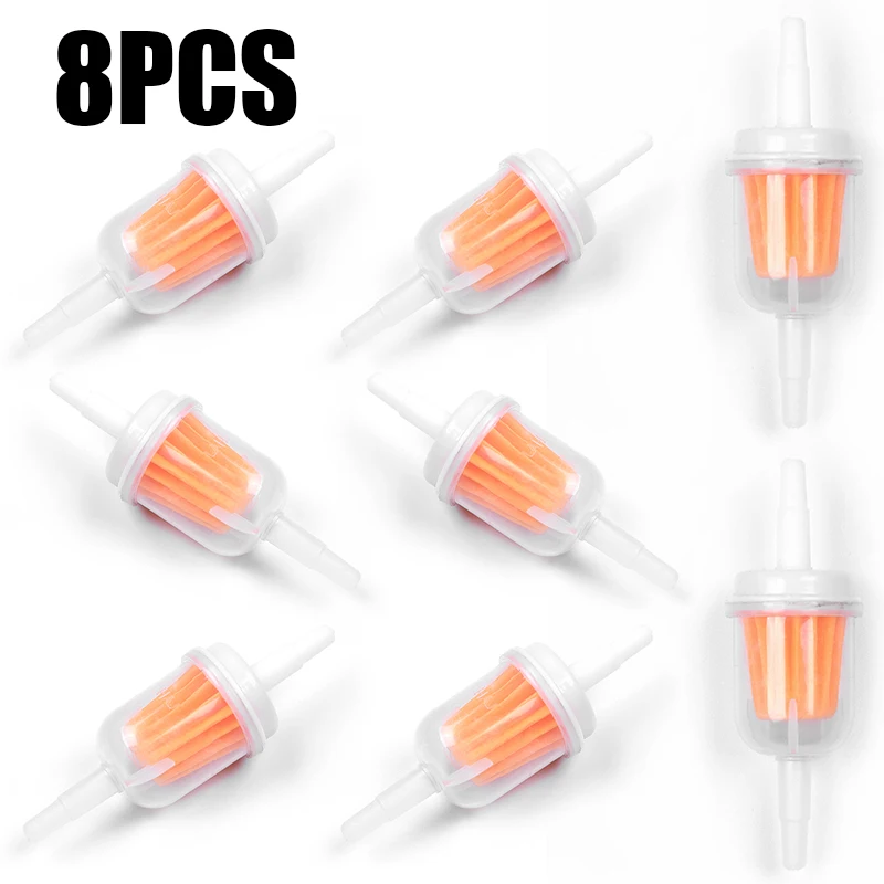 

8 pcs Fuel Filters Universal Small Petrol In-Line Universal Clear Fuel Filter Fits 6 or 8mm Pipe Filter