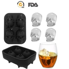 1 шт 3D Ice производитель кубиков череп Форма бар вечерние Плесень Силиконовый поднос Шоколад Плесень виски винный коктейль Скелет мороженое DIY инструмент