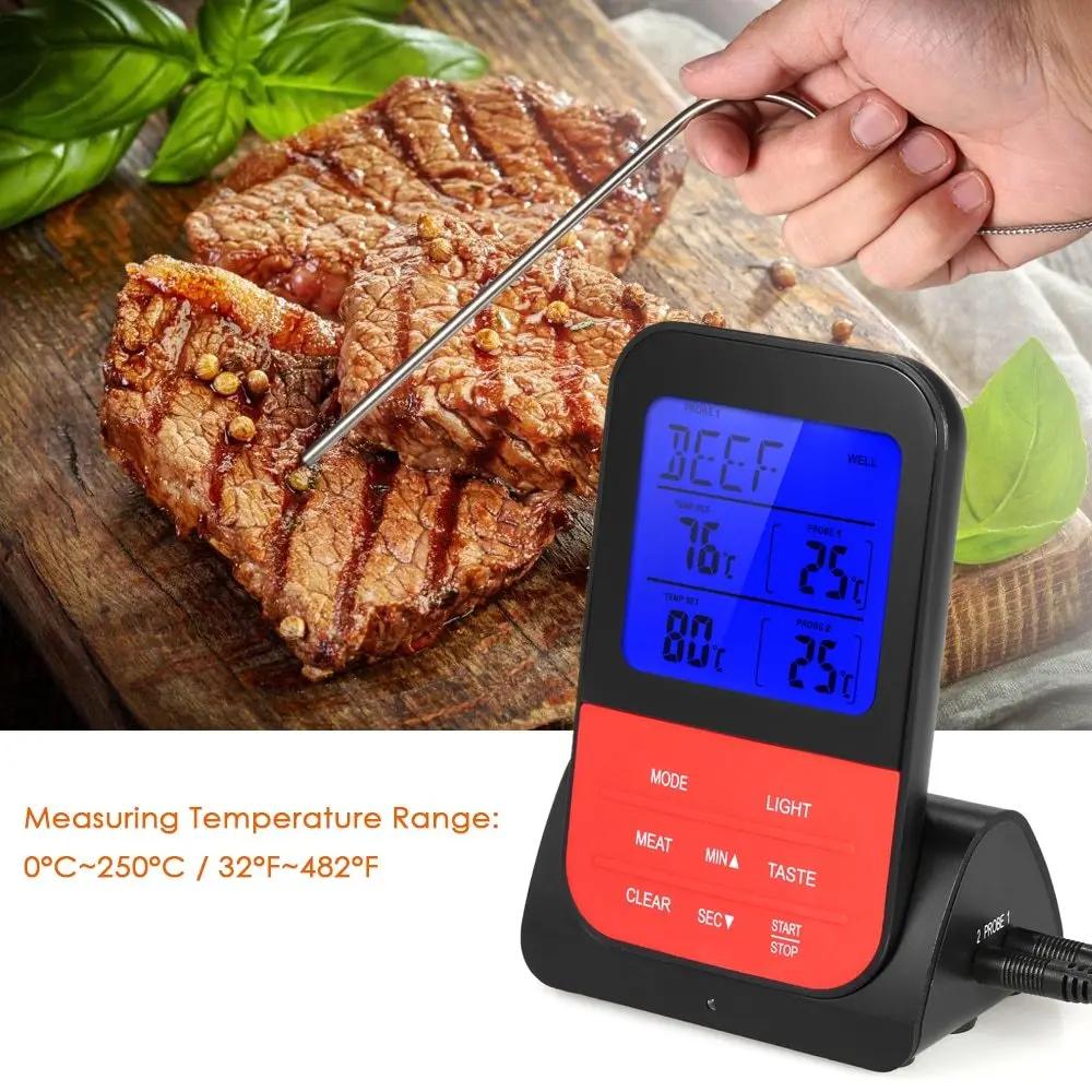 

Wireless Digital BBQ Meat Thermometer Instant Read Backlight LCD Food Cooking Thermometer with Cook Timer Kicthen Tools