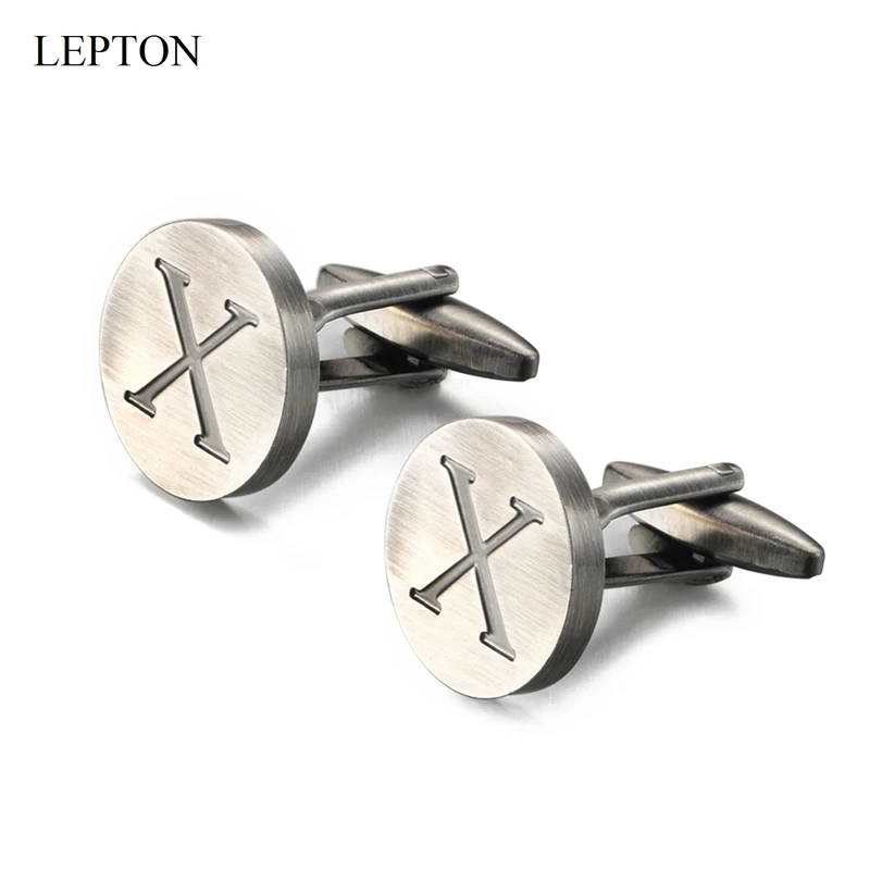 Запонки Алфавит Lepton Letters X of an для мужчин s антикварные посеребренные круглые