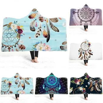 

Hoodie Blanket Dreamcatcher Thickening Microfiber Plush Sherpa Throw Blanket Sofa/bed/plane Travel Bedding hooded blankets