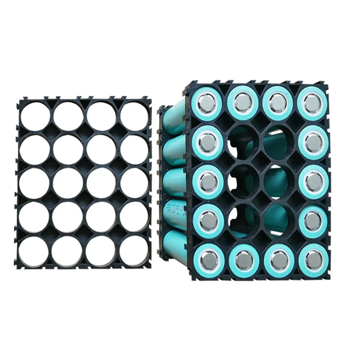 

20 Cell Battery Storage Bracket Black Plastic Lithium Battery Holder Flat Head Fixed Conbination Stand For 18650 Lithium Battery