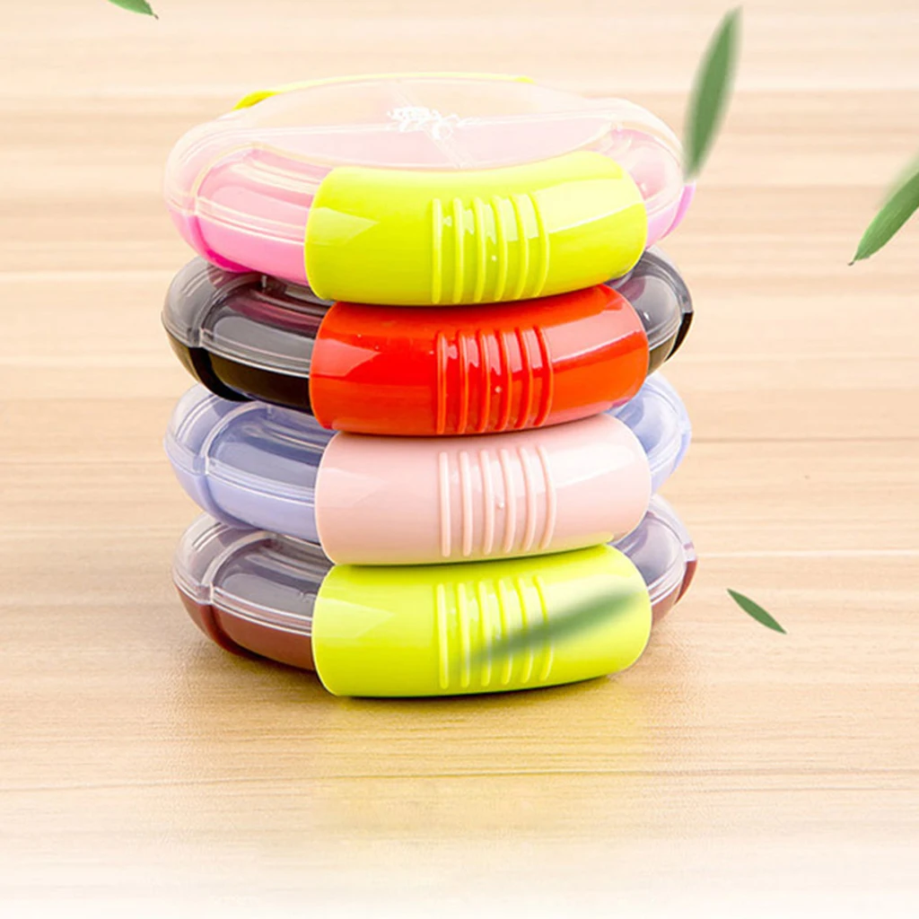

4pcs Travel Round Dispenser Pill Case Box Medicine Tablet Organizer 4 Compartments