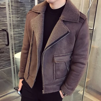 

2018 New Winter Motorcycle Deer Skin Plus Velvet Thickening Casual Original Chinese Style Trend Retro Men's Jacket