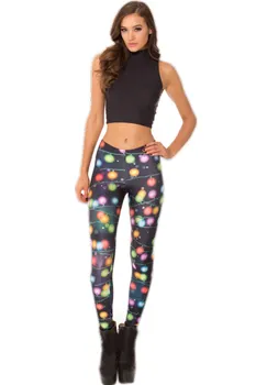 

Fashion Elastic Colorful Leggings Pants Sexy Woman Skinny Pants Casual Neon Lights Print Leggings