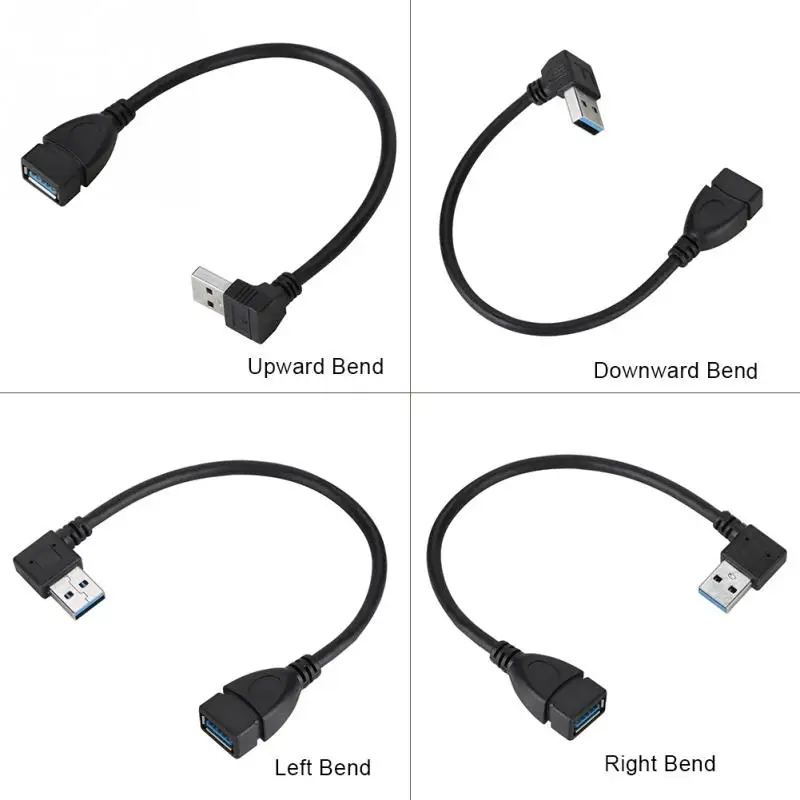 90 Degrees Right Angle USB Cable USB3.0 Male to Female Extension Cable