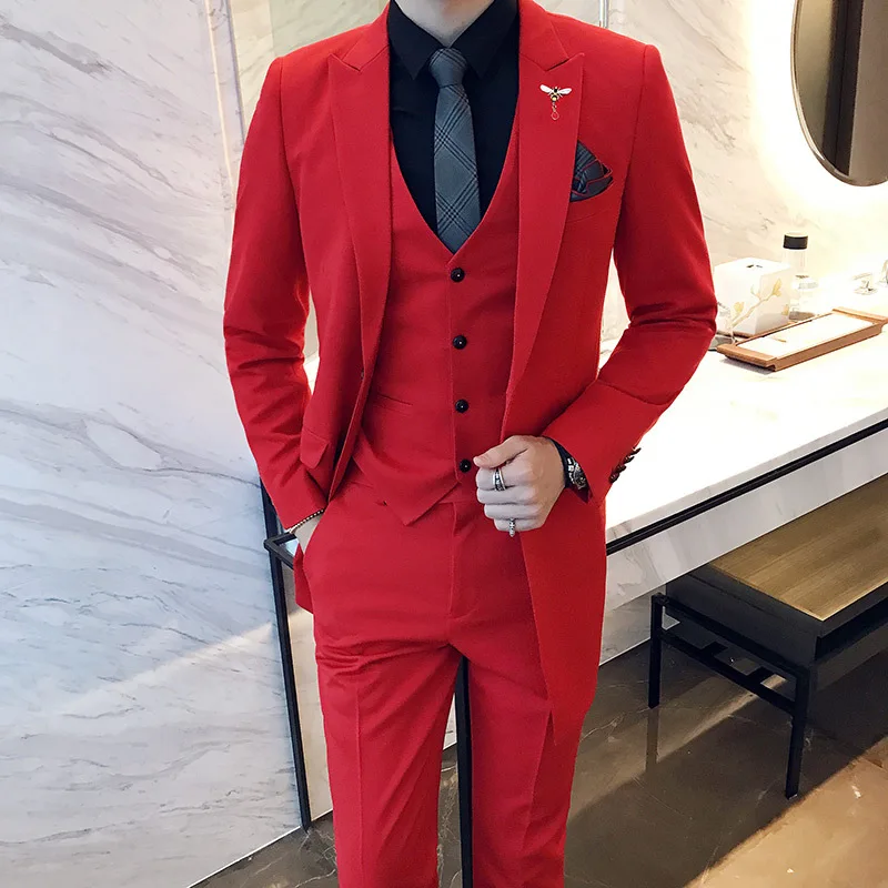 Brand 3pice Men Suit New Korean Slim Fit Casual Business Dress Suits ...