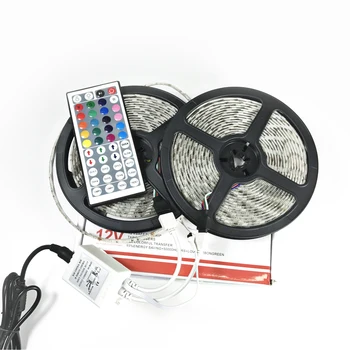

led strip set 10 meters IP20/IP65 Waterproof SMD5050 60LED/M RGB DC12V 10A with 24/44key IR Remoter Controller and Power supply