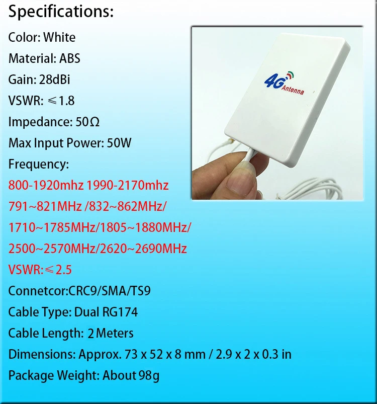 LEORY 28dBi 4g LTE панель с антенной WIFI антенна 2 шт. м кабель TS9/SMA штекер/CRC9 разъем для 3G 4G