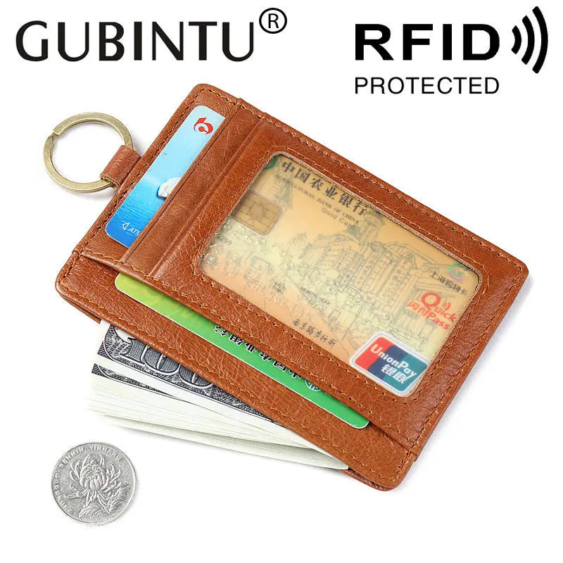 Кошелек мужской из натуральной кожи карточный мини кошелек женский RFID маленький