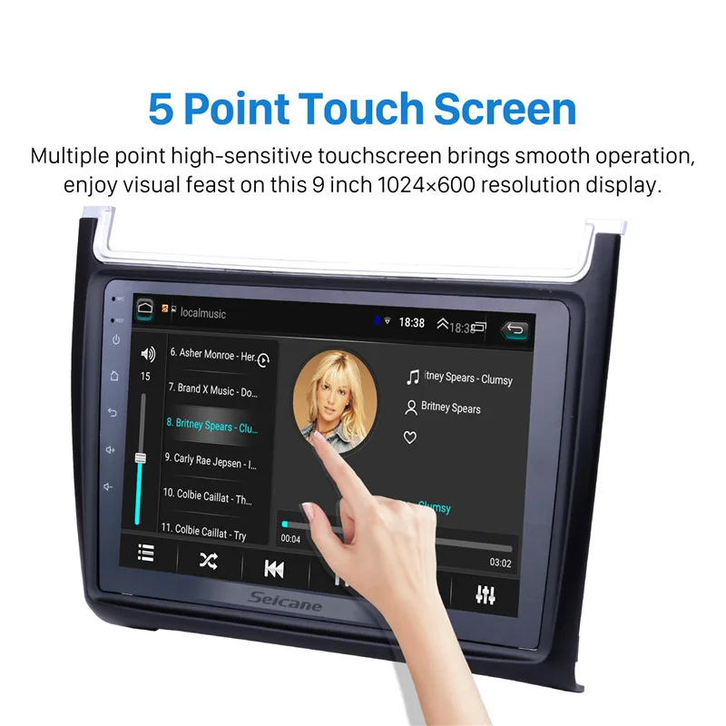 Cheap Seicane Car Audio Stereo 9" HD 1024*600 Android 8.1 Player for VW Volkswagen Polo 2012-2015 GPS Navigation with 1080P Video SWC 2