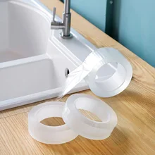 Etiqueta engomada de la línea de esquina de pared Etiqueta de cerámica PVC impermeable cinta para cocina accesorios de baño autoadhesiva Pegatinas transparentes