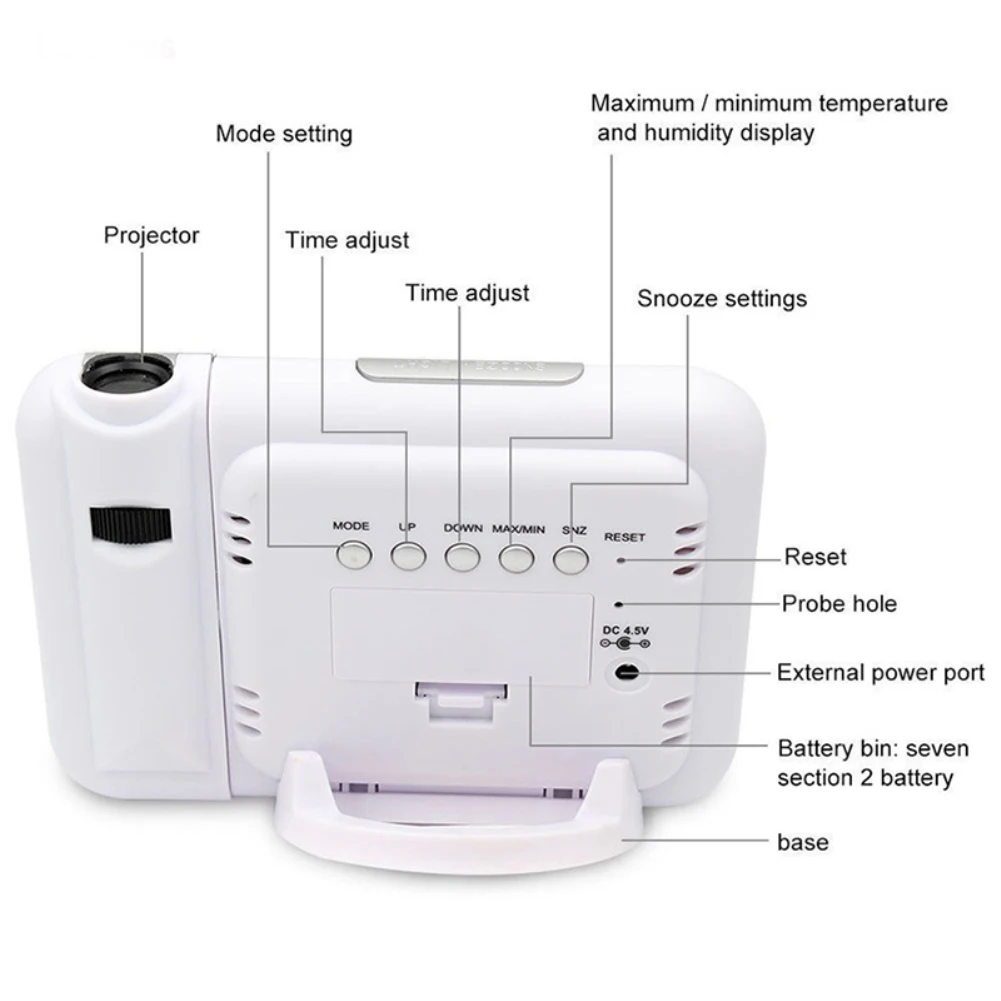 Цифровой проекционный Будильник Метеостанция с термометром влажности гигрометр прикроватный будильник проектор часы