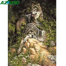 AZQSD картина маслом по номерам волк Ручная роспись холст современный лес Настенная картина для гостиной искусство животное домашний декор
