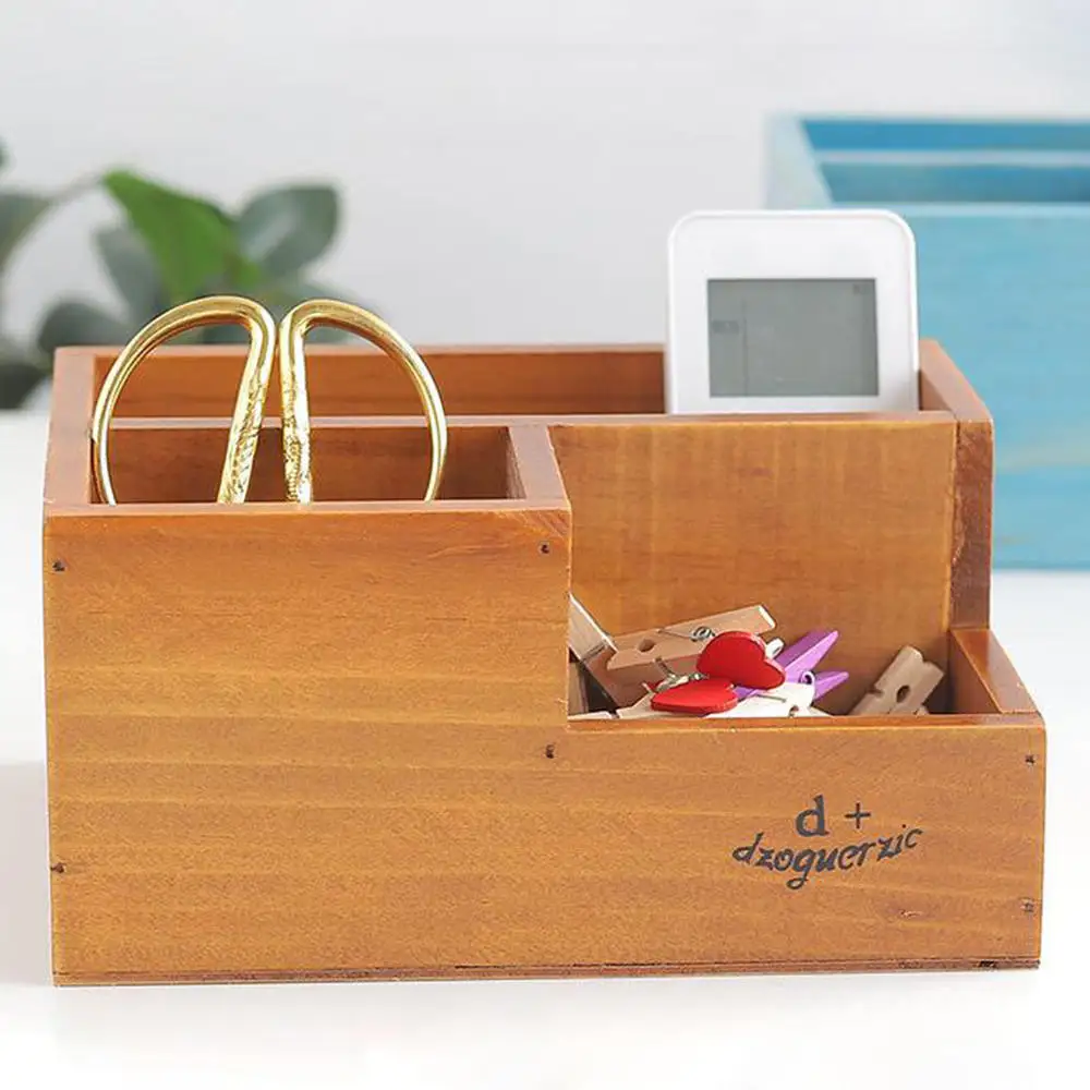 Antique Wooden Table Sundries Container Cosmetics Organizer Jewelry Storage Box Home Decor Storage Box Wooden Storage Holder