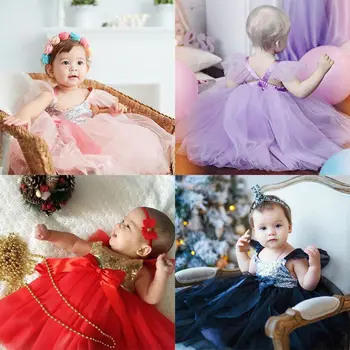 

Pudcoco Girl Dress 6M-3Y Flower Girl Princess Sequins Dress Toddler Baby Wedding Fancy Party Tutu Dresses