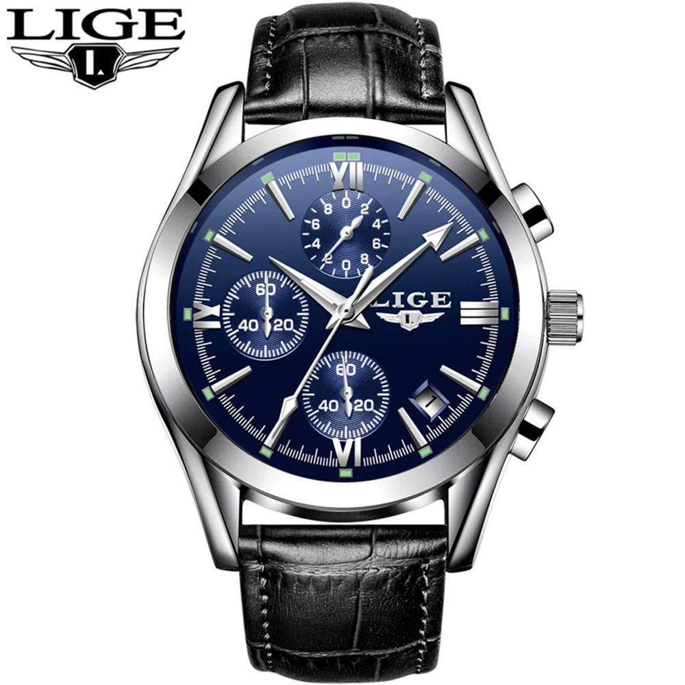 

LIGE 9839 Quartz Watch Simple Men Time Calendar Display Wristwatch Fashion Casual 3ATM Waterproof Sport Male Watches
