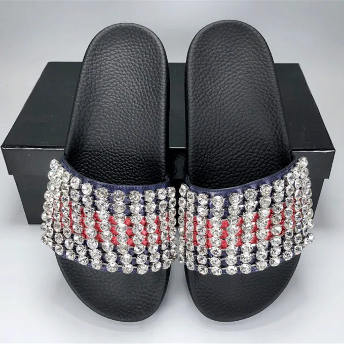 

Fashion Street Design Sheepskin Woman Slippers Platform Crystal String Bead Butterfly-Knot Outside Slippers Big Size Real Pic